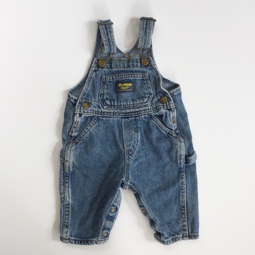 Vintage OshKosh Denim Overalls 3-6 Months - Picture 1 of 8